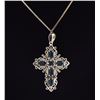 Image 3 : Blue Topaz Sterling Silver Cross Pendant and C