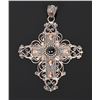 Image 1 : 18 K Gold and 925 Sterling Silver Cross, Indon