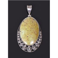 Sterling Silver Oval Shaped Rain Forest Green