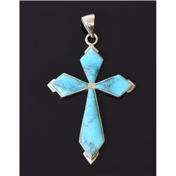 Turquoise and Sterling Silver Cross, Thailand.