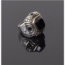 Vintage Black Onyx Sterling Silver Art Deco Ri