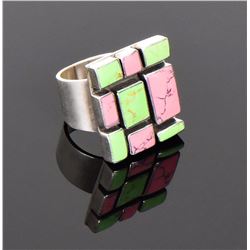 Multi Stone Sterling Silver Ring. Ring Size: 8