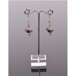 Oval Garnett Sterling Silver Dangling Earrings