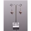 Image 1 : Oval Garnett Sterling Silver Dangling Earrings