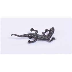 Vintage Lizard Marcasite Sterling Silver Brooc