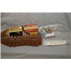Image 1 : Tray Lot : Lee Enfield Bolt w/ three stripper clips - bag : 6 rnds .8 Ga Shotgun Slugs - Leather .12