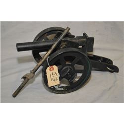 Hand Made Antique Style Single Trail Cannon, approx. .50 Cal Fuse Style, barrel approx. 7", Overall 