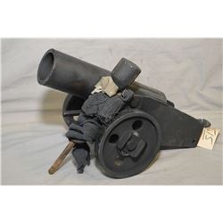 Hand Made Antique Style Single Trail Cannon, approx. .Golf Ball Size Fuse Style, barrel approx. 8", 