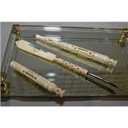 Bag Lot : Two Antique French Ivory Stanhopes [ one missing small bottom piece, with scenes of four s