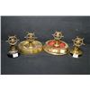 Image 1 : Lot of Four Antique Brass Ship's Wheel Style Cigar Cutters [ two with ashtrays, and all with storeag