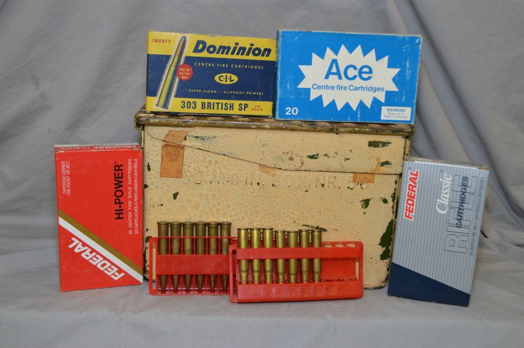 Small Yellow Military Metal Ammo Box Asstd Ammo 1 Box ( 20 rnds