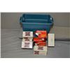 Image 1 : Small Blue Plastic Tub : 3 Bricks .22 LR Cal ammo - 2 1/2 Bricks Win .22 Sht ammo - 1 Brick .22 Long