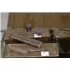 Image 2 : Large Military Brown Metal Ammo Box : with three small empty brown metal military ammo boxes, one gr