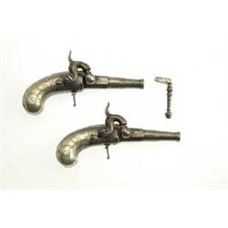 PAIR OF TINY ENGLISH SCREW BARREL PISTOLS