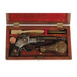 CASED MASS. ARMS HAND TURNED REVOLVER