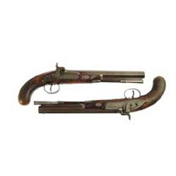PAIR OF PEACOCK PERCUSSION SINGLE SHOT PISTOLS