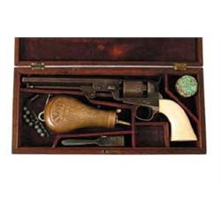 CASED ENGRAVED INSCRIBED COLT MODEL 1851 NAVY REVOLVER