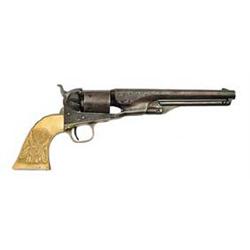 ENGRAVED COLT 61 NAVY REVOLVER WITH IVORY GRIPS