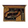 Image 1 : RARE AND IMPORTANT HISTORICAL CASED PAIR OF FLINTLOCK PISTOLS IDENTIFIED TO DR. BENJAMIN RUSH, SIGNO