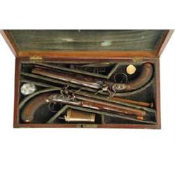 CASED PAIR MANTON SINGLE SHOT PISTOLS