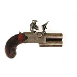 FINE MORTIMER DOUBLE BARREL FLINTLOCK  PISTOL