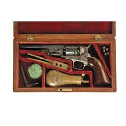 CASED ENGRAVED COLT MODEL 1849 POCKET REVOLVER