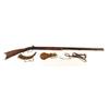 Image 1 : UNMARKED PERCUSSION HALF STOCK RIFLE W/FLASK AND HORN