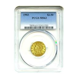 1903 $2.50 Liberty GOLD Quarter Eagle PCGS MS63