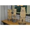 Image 1 : Three pieces of chain saw art carvings including an owl ,sheep and 24" bear