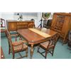 Image 1 : Refractory style nine piece walnut dining room suite including table with leaf, six chairs including