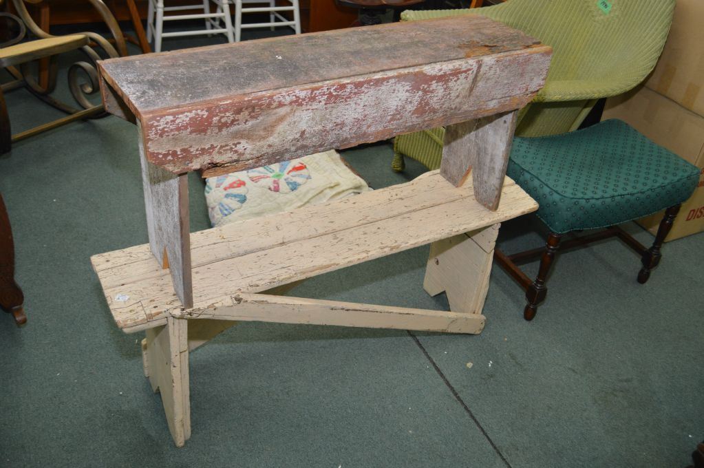 Two Primitive Wooden Benches