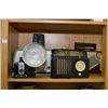 Image 1 : Shelf lot of collectible radios including Motorola, Mitchell, Zenith, Sony etc. plus a Brownie Hawke