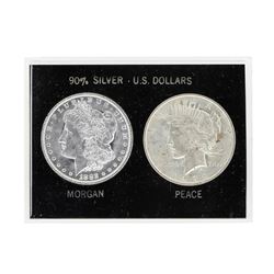 Set of 1882-O $1 Morgan & 1922 $1 Peace Silver Dollar Coins