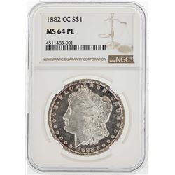 1882-CC $1 Morgan Silver Dollar Coin NGC MS64PL