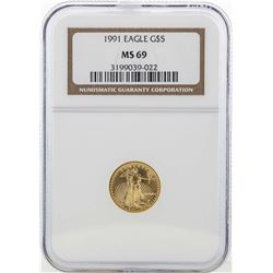 1991 $5 American Gold Eagle Coin NGC MS69