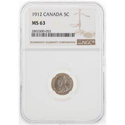 1912 Canada 5 Cents Coin NGC MS63