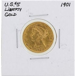 1901 $5 Liberty Head Half Eagle Gold Coin
