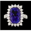 Image 2 : Platinum 7.64ct Tanzanite and Diamond Ring
