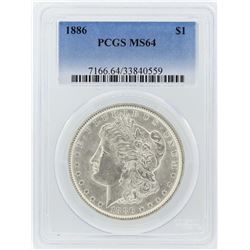 1886 $1 Morgan Silver Dollar Coin PCGS MS64
