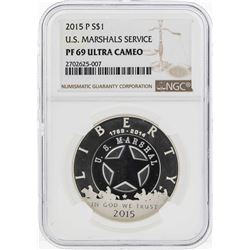 2015 $1 U.S. Marshals Service Silver Coin NGC PF69 Ultra Cameo