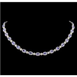 14KT White Gold 13.04ctw Tanzanite and Diamond Necklace