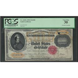 1900 $10,000 Gold Certificate Note PCGS VF30 Cut-Out Cancelled