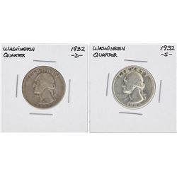 1932-S & 1932-D Washington Silver Quarter Coins