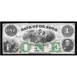 1863 $1 Bank of De Soto Nebraska Obsolete Bank Note
