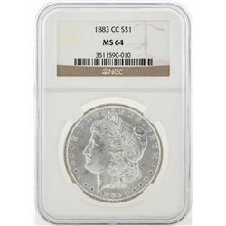 1883-CC $1 Morgan Silver Dollar Coin NGC MS64