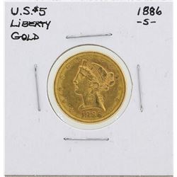 1886-S $5 Liberty Head Half Eagle Gold Coin