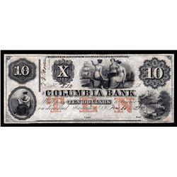 1852 $10 Columbia Bank Obsolete Bank Note
