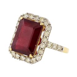 14KT Yellow Gold 11.68ct Ruby and Diamond Ring
