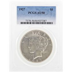 1927 $1 Peace Silver Dollar Coin PCGS AU50