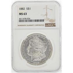 1882 $1 Morgan Silver Dollar Coin NGC MS63
